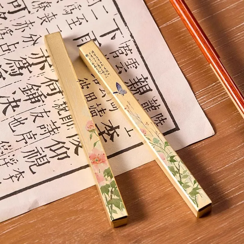 1 Pair Brass Paperweight Vintage Chinese Calligraphy Desk Accessory Antique Book Press for Writing Office Gift & Home Decor