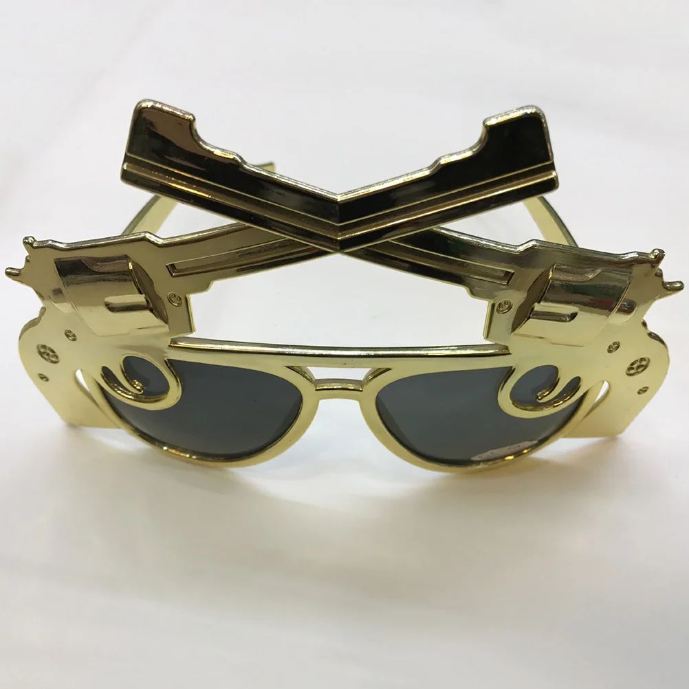 Occhiali da vista a forma di sparatutto Design divertente Colore dorato Leggeri Morbidi e confortevoli per occhiali da trucco per feste da ballo in maschera