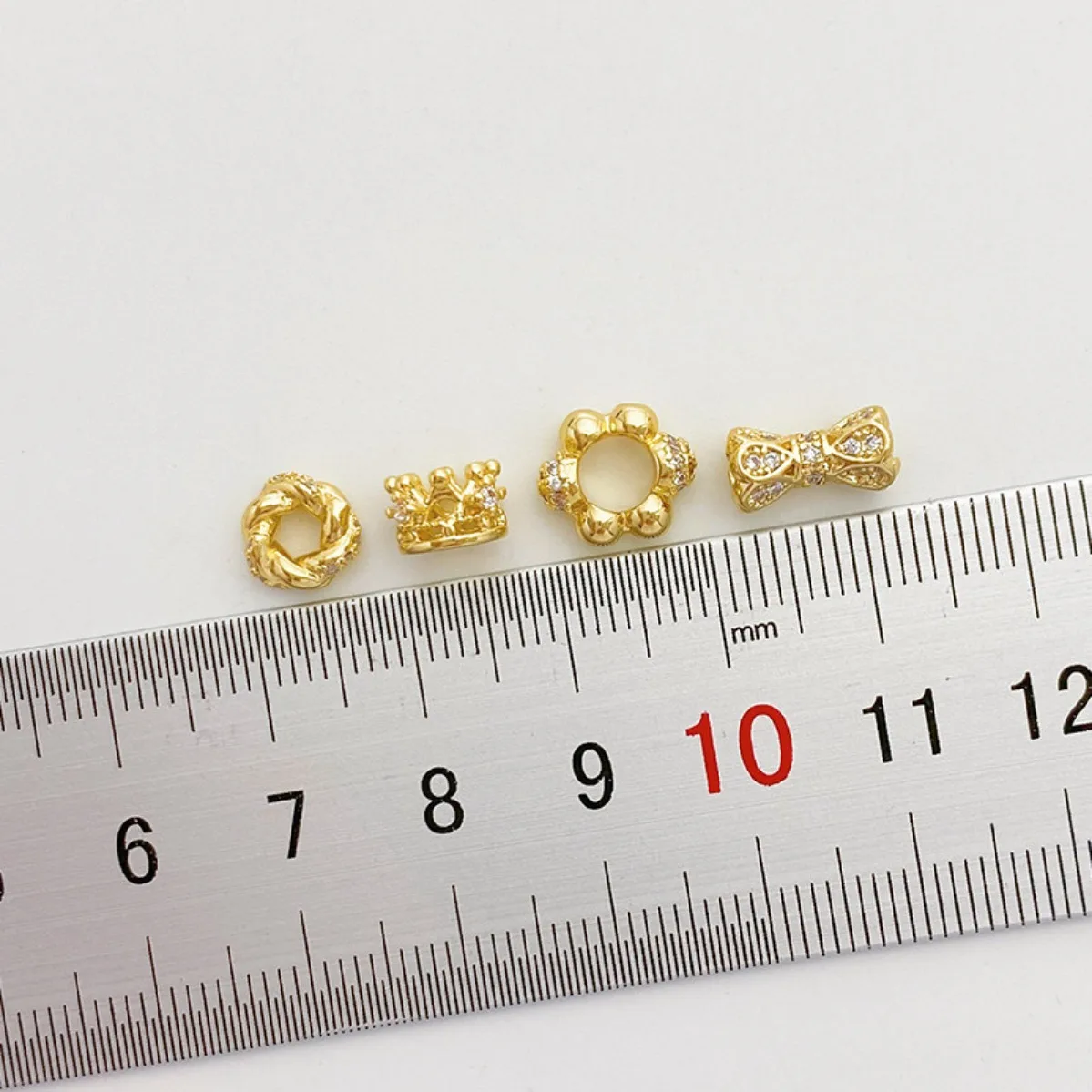 14K Gold Plated Color Retention Zircon Inlaid Crown Twist Waist Spacer Beads DIY Bracelet Necklace Jewelry Findings