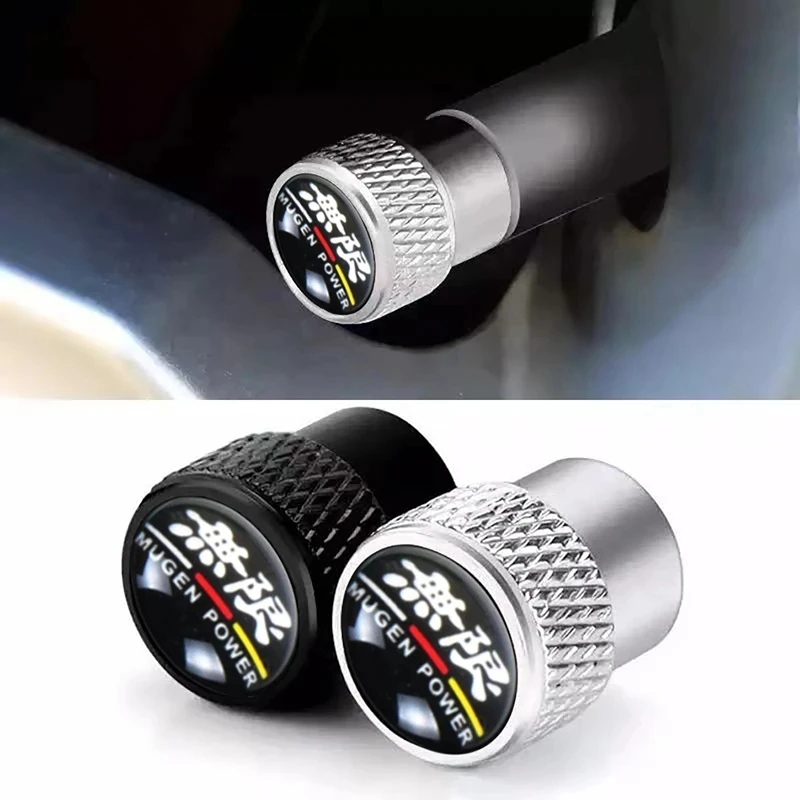 4Pcs Fashion Metal For Mugen Power Civic Accord CRV Hrv Jazz Emblem Auto Wheel Tire Valve Stem Caps Cover DustProof Anti-Theft