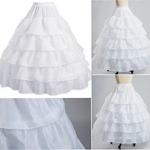 New A-line Long Petticoats For Floor Length Wedding Dress 4 Hoop Crinoline Ruffles Petticoat Underskirt