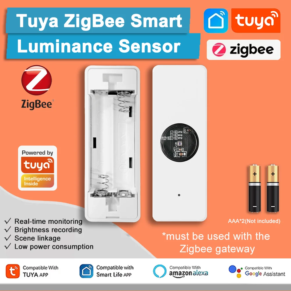 

Датчик освещенности Tuya ZigBee, измеритель яркости, датчик освещения для умного дома, совместим с Smart Life