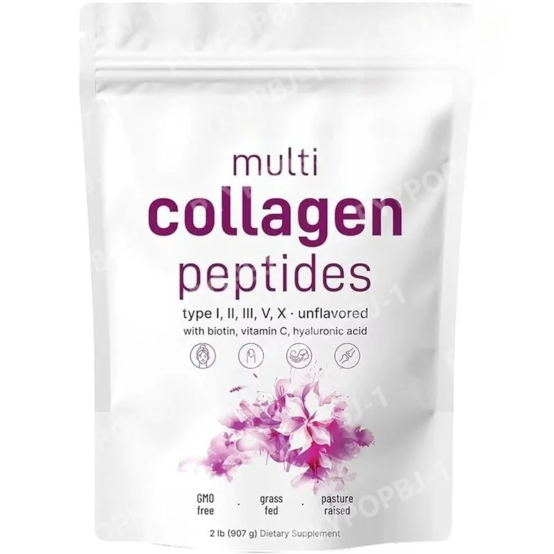 

Мультиколлагеновый пептидный порошок 2 фунта, гидролизованный, с биотином 10000 мкг, витамином С, без вкусовых добавок, для женщин и мужчин