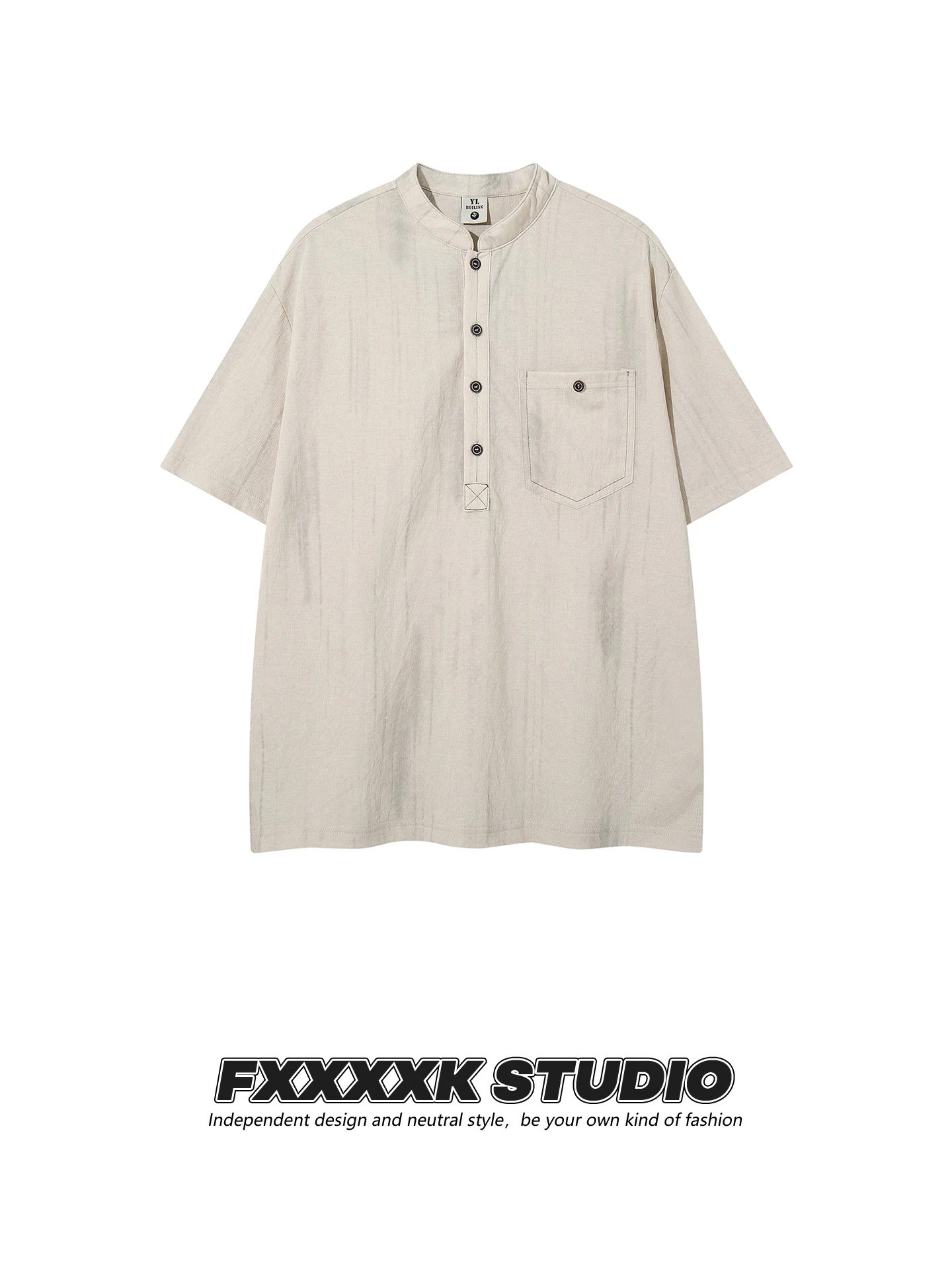 

FXK Original Retro Waed Linen Cotton Loose Fit irt Casual ort Sve T-irt Top Skin-friendly Breathable ex