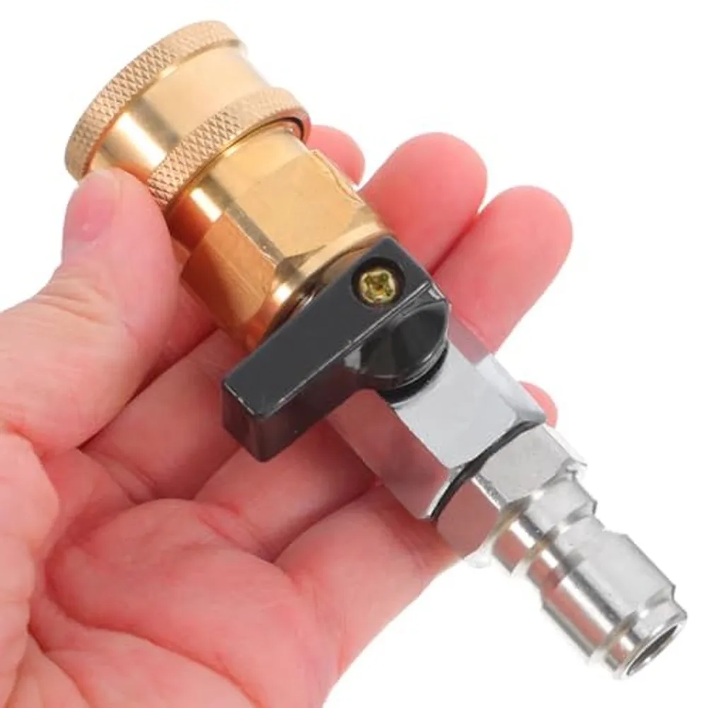 1pc Pneumatic Quick Connect Brass Coupler G1/4 With Ball Valve Control Leak-resistant One-Button Push-pull Connector Parts