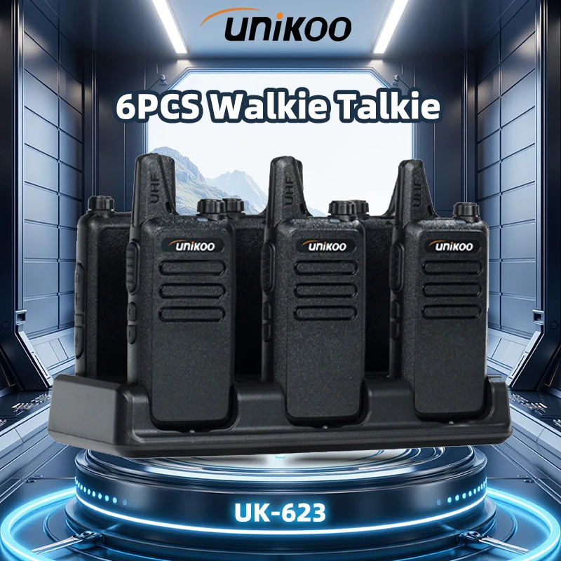 

6 PCS UNIKOO UK623 Walkie Talkie Long Range Portable Two Way Radio Communication Restaurant Professional Walkies Talkies