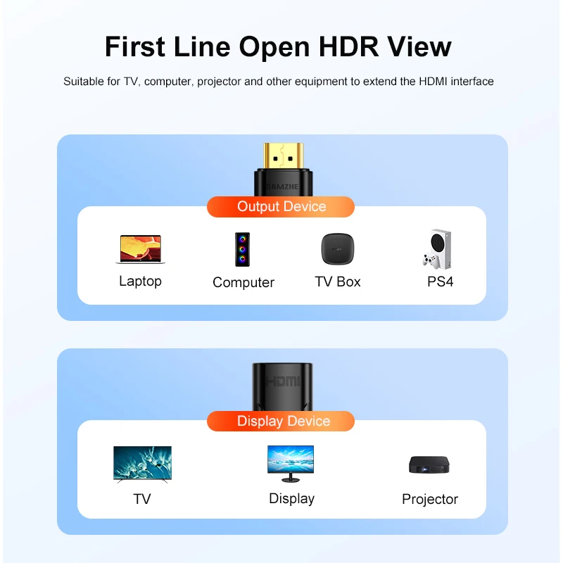 SAMZHE HDMI 2,0 Verlängerung Kabel 4K/60Hz HDMI 2,0 2,1 Männlichen zu Weiblichen Kabel für HDTV Nintend schalter PS4/3 HDMI Extender Adapter 8K – Detail 2