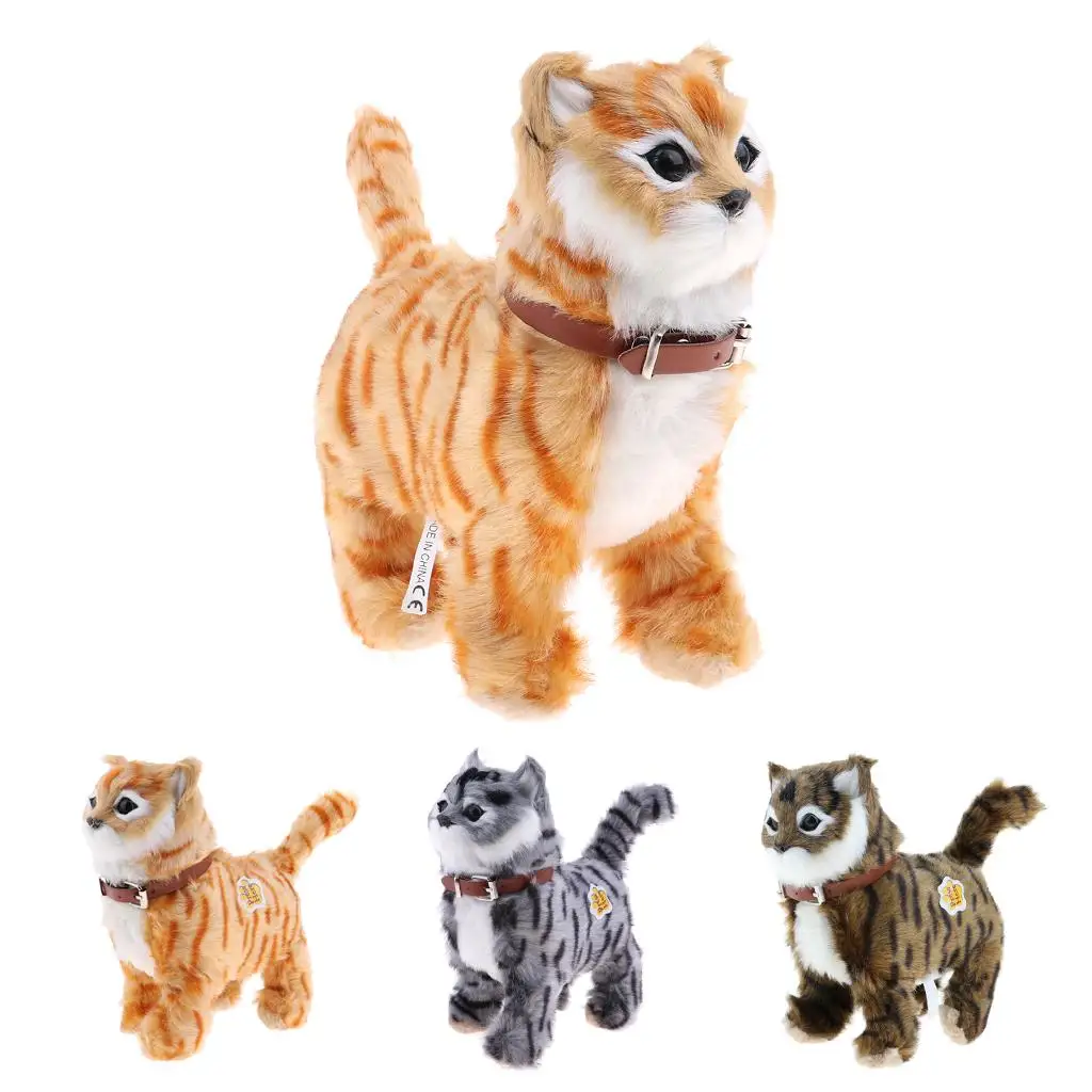 Plush Cat Toys for Kids Electronic Walking Cat Stuffed Animal Toy Music Pet Cat Imitate Real Cat Meow Gift