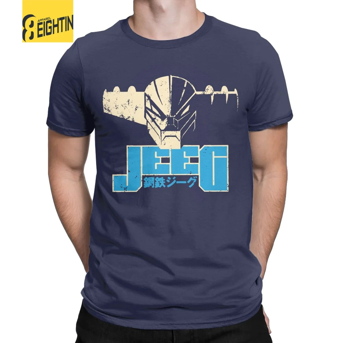 063 Steel Jeeg Head T Shirts for Men 100% Cotton Funny T-Shirts Crew Neck Robot Tee Shirt Short Sleeve Clothes Original