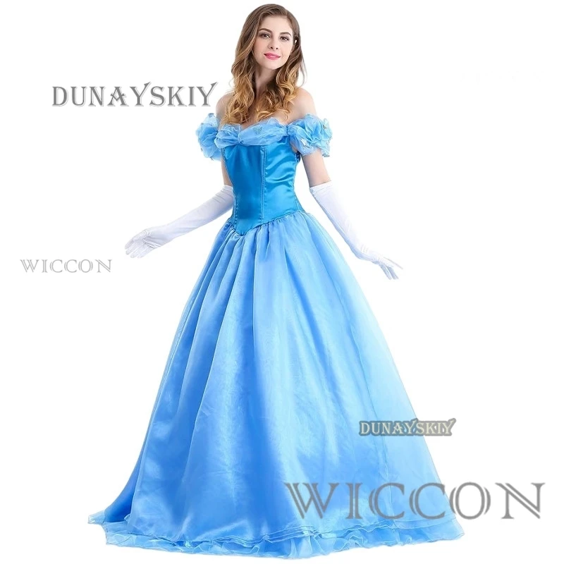 Cindy Cosplay Adult Blue Cindy Girl Princess Wedding Adult Custom Party Halloween Cosplay Carnival Cosplay Costume Gloves