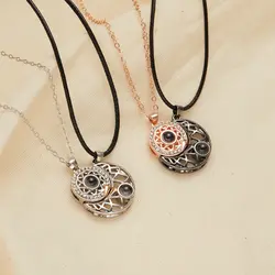 Sun Moon Couple Necklace One Hundred Language 