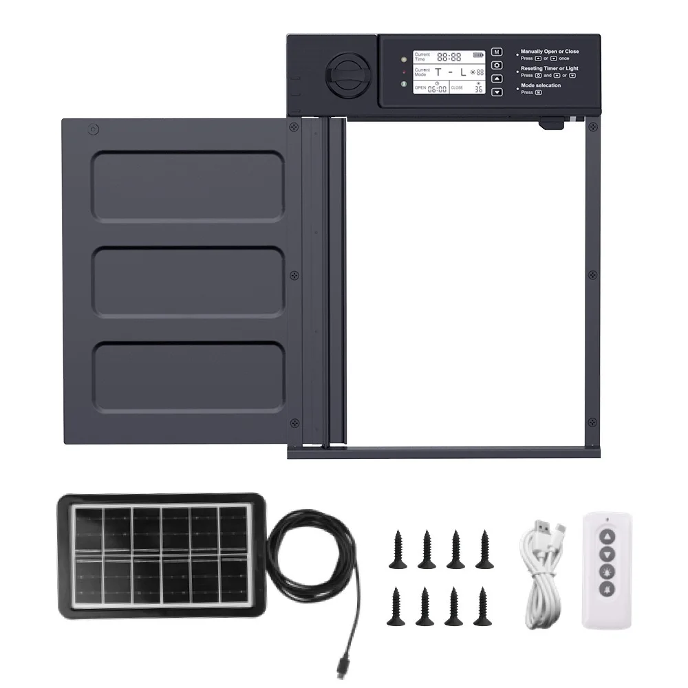 

New Automatic Chicken Coop Door with Timed Light Chicken Cage Door with Solar Charging Chicken Door with Remote Control