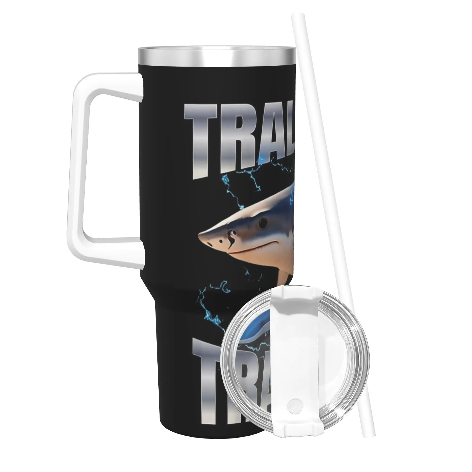 

Stainless Steel Tumbler Tralalero Tralala Shark Thermal Cups Italian Brainrot Memes Heat Preservation Car Mugs Water Bottle