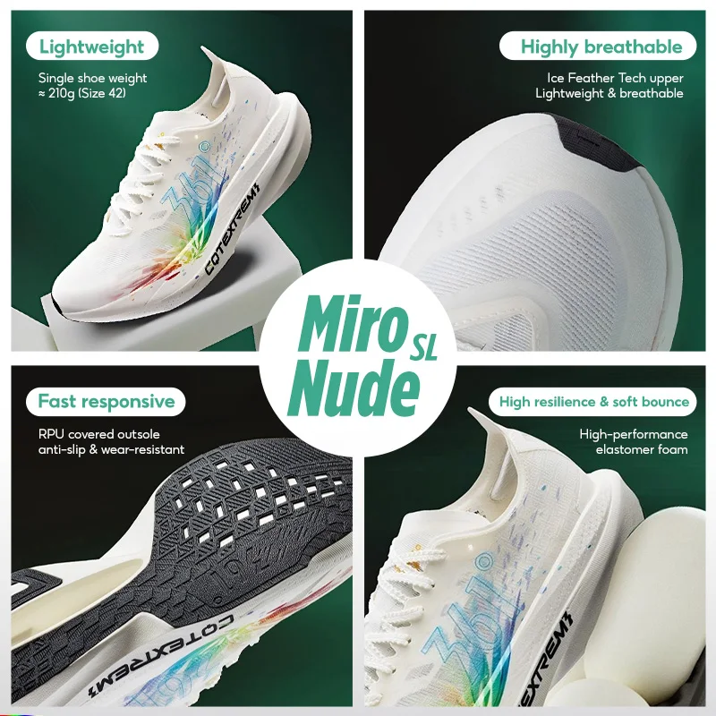 361 Degrees Miro Nude SL Men Running Shoes Lightweight Durable Breathable High Resilience Soft Unisex Training Sneaker 672622220