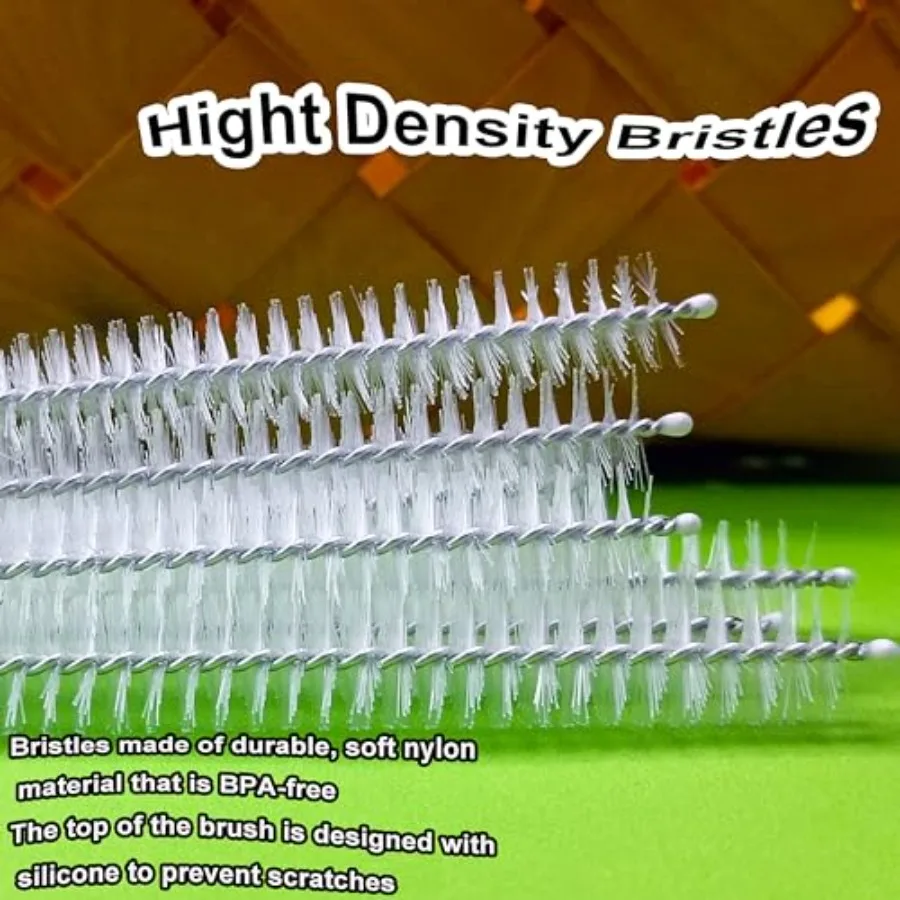 فرشاة تنظيف القش عصر طويل 12 Ih فرشاة القش الأنظف الفولاذ المقاوم للصدأ شعيرات النايلون فرشاة تنظيف لتنظيف ستانلي تعثر #3