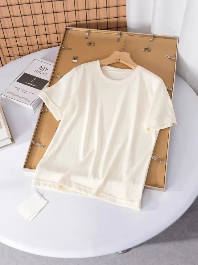 

Dave&di T-shirt Woman Clothes Female Clothing Linen Round Neck T-shirt Woman Clothing For Summer