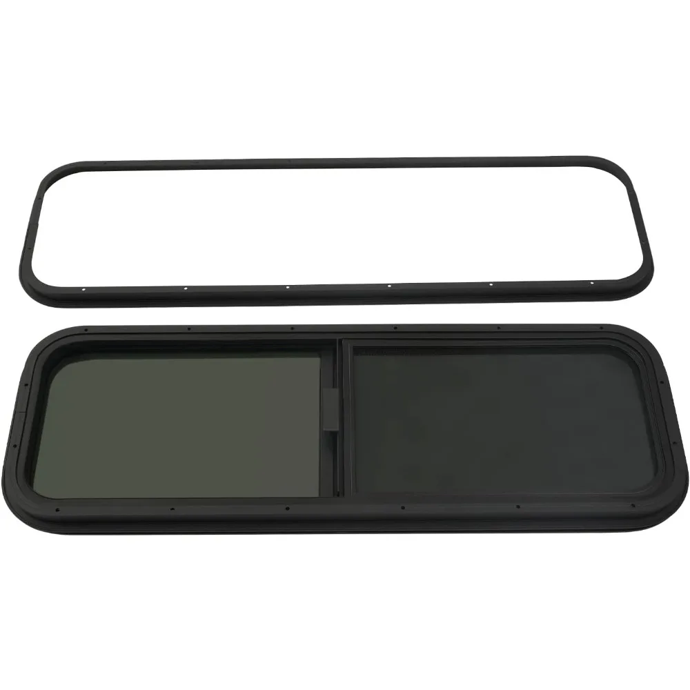 نافذة RV منزلق أفقي مع زجاج أسود مقسى وشاشة لاستبدال مقطورة البضائع #1