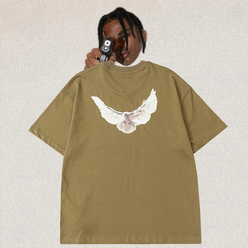 YEEZY High Street Kanye Three Party Joint Peace Dove с принтом в стиле хип-хоп, свободная повседневная мужская и женская футболка с короткими рукавами