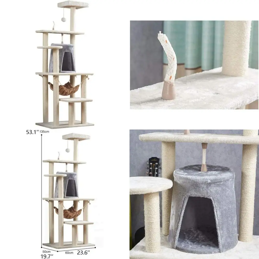 

Cat Activity Center: Tower, Scratching Post, and Climbing Tree for Engaging Play and Furniture Protection