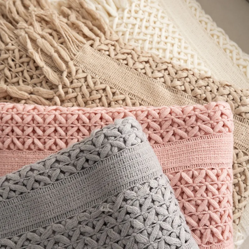 

Nordic Knitted Sofa Carpet, Multi purpose Hollow Weaving Design, Suitable for Home and Hotel Bedcovers and Sofa Carpets