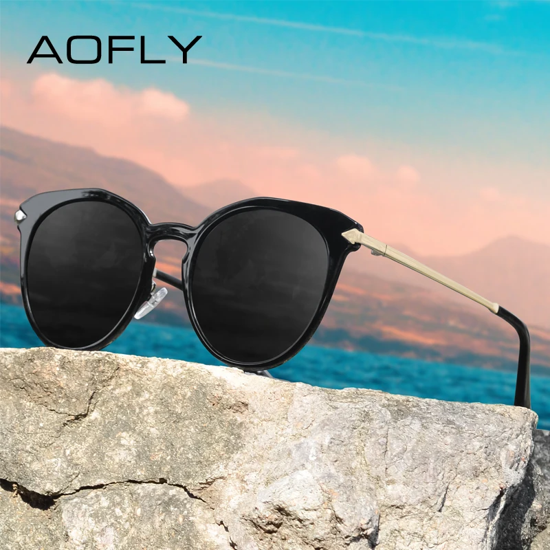 AOFLY Round Sunglasses Polarized Women Fashion Ladies Luxury Brand Trending Retro Driving Sunglasses For Female UV400 Protection