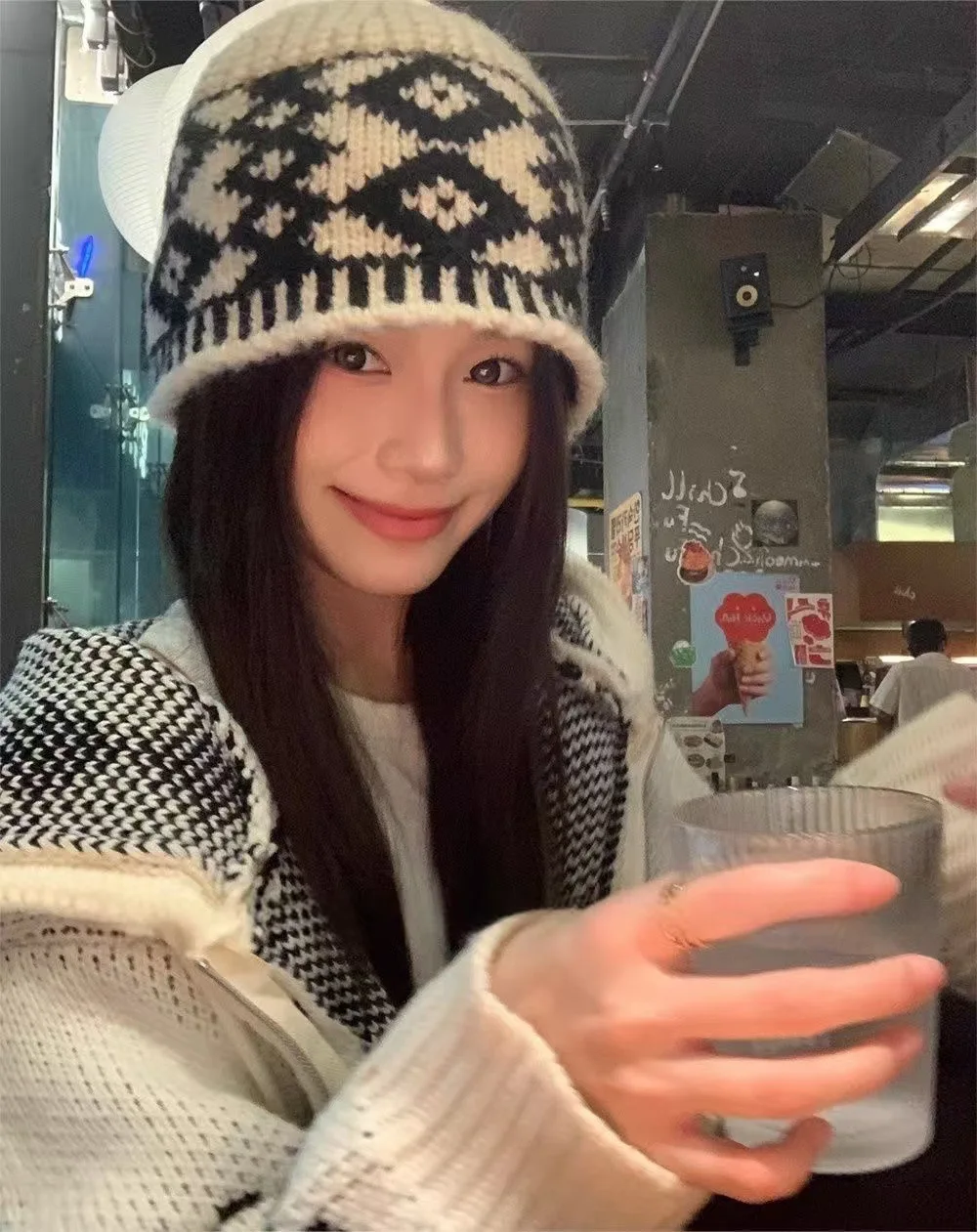 หมวกไหมพรมลายสก๊อตมีสไตล์สำหรับผู้หญิง - หมวกทรงหลวมกันหนาวสำหรับฤดูหนาวและฤดูใบไม้ร่วง