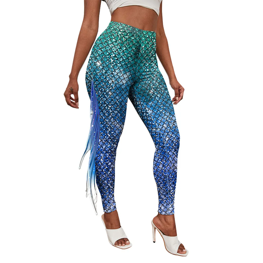 Pantaloni da donna stampati a sirena Scaglie di pesce Cosplay Pantaloni da donna stampati in 3D Pantaloni da yoga attillati da donna alla moda