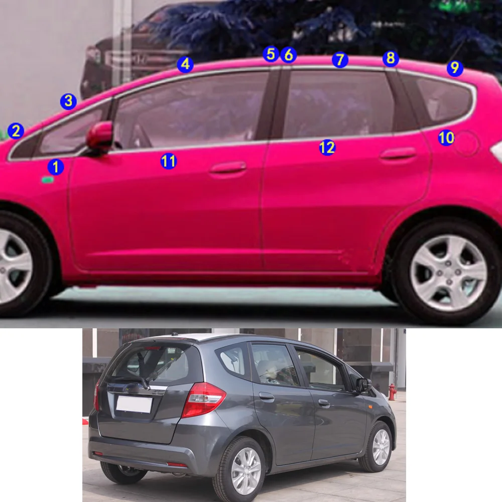 

For Honda FIT JAZZ 2008 2009 2010 2011 2012 2013 Car Sticker Garnish Pillar Window Middle Strip Trim Frame Hoods Parts