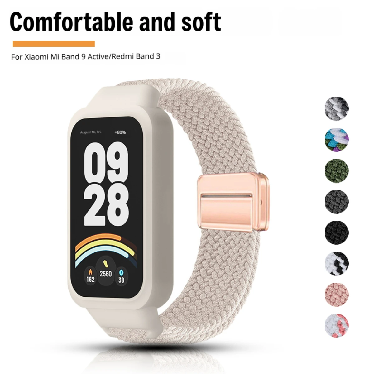 Чехол для ПК + ремешок для mi Band 9/8, активные аксессуары, спортивный нейлоновый браслет correa + защитный бампер, чехол для Redmi Band 3 2