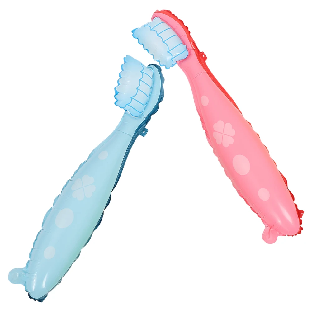 

2pcs Large Toothbrush Balloon Inflatable Party Decorations For Kids Birthdays Easy Inflate Unique Eye-Catching Balloon