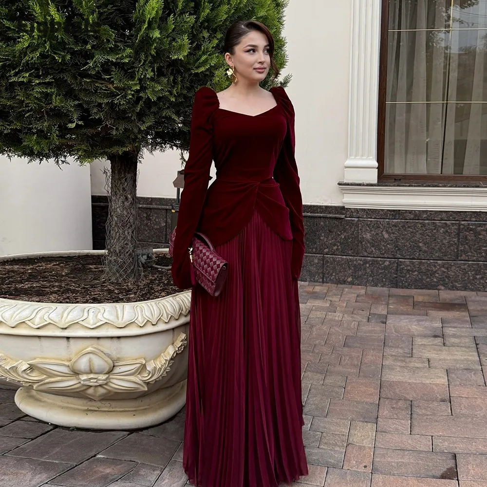 

Eightale бархатное вечернее платье для свадебной вечеринки по индивидуальному заказу с v-образным вырезом бордового цвета с длинными рукавами арабские платья для выпускного вечера Robes De Soirée