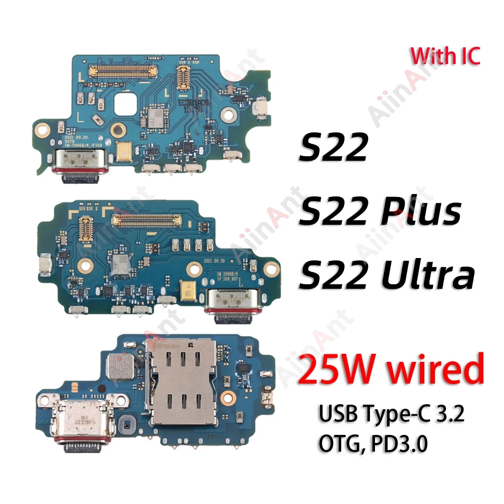 USB Port Charger Board Dock Connector Charging Flex Cable For Samsung Galaxy S908E S22 Ultra Plus S906U S906W S908B S901B S906B