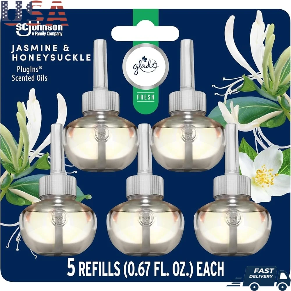 

Жасминовый жимолость PlugIns, освежитель воздуха, эфирные масла, 0,67 жидких унции, 5 шт., расслабляющее средство для дома, ванной комнаты, ароматическое масло