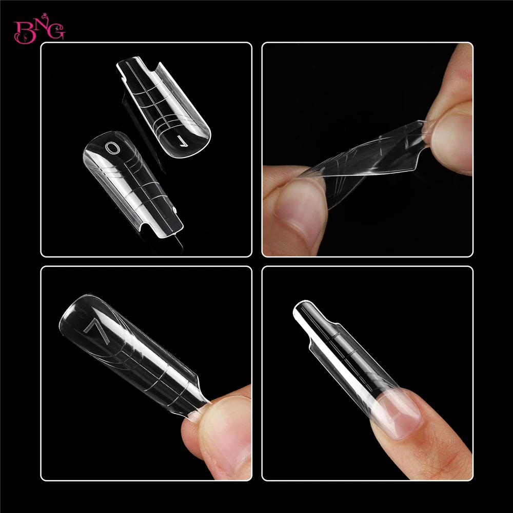 BNG 140Pcs/Box Square Nail Forms For UV Gel Quick Building Extension Mold Plastic Dual Form Top Mold False Nail Tips