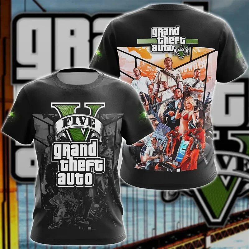 Game GTA 5 Graphic T Shirts Games Grand Theft Auto V 3D Printed T Shirt For Men Clothes Casual Boy Tshirt Male Y2k Tops