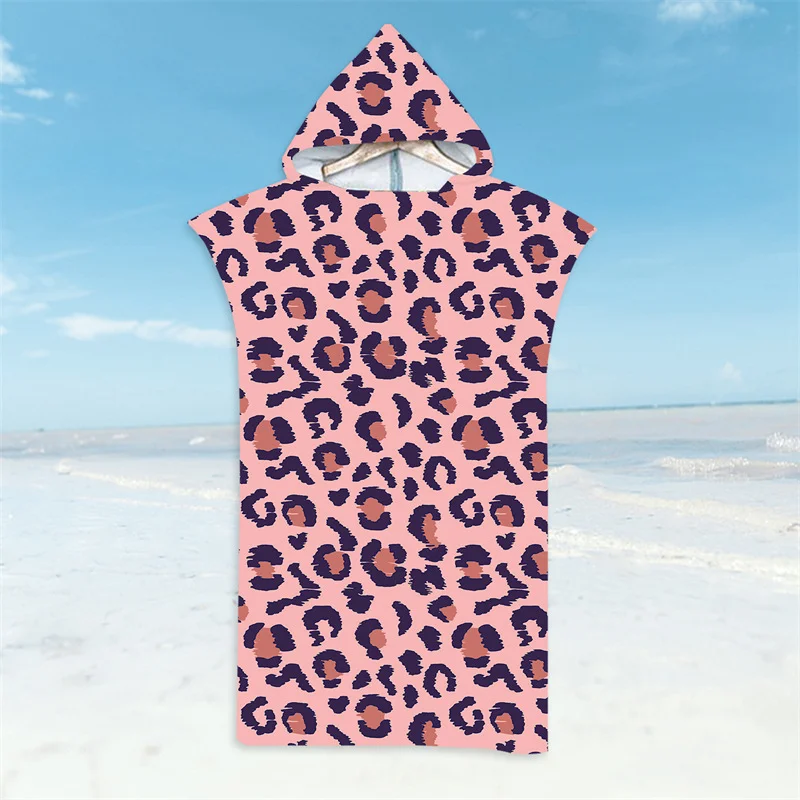 Hot selling adult Hooded Bath Towel microfiber Flower and Grass Nation Beach Quick Drying Cloak Beach Bathrobe For Woman Man