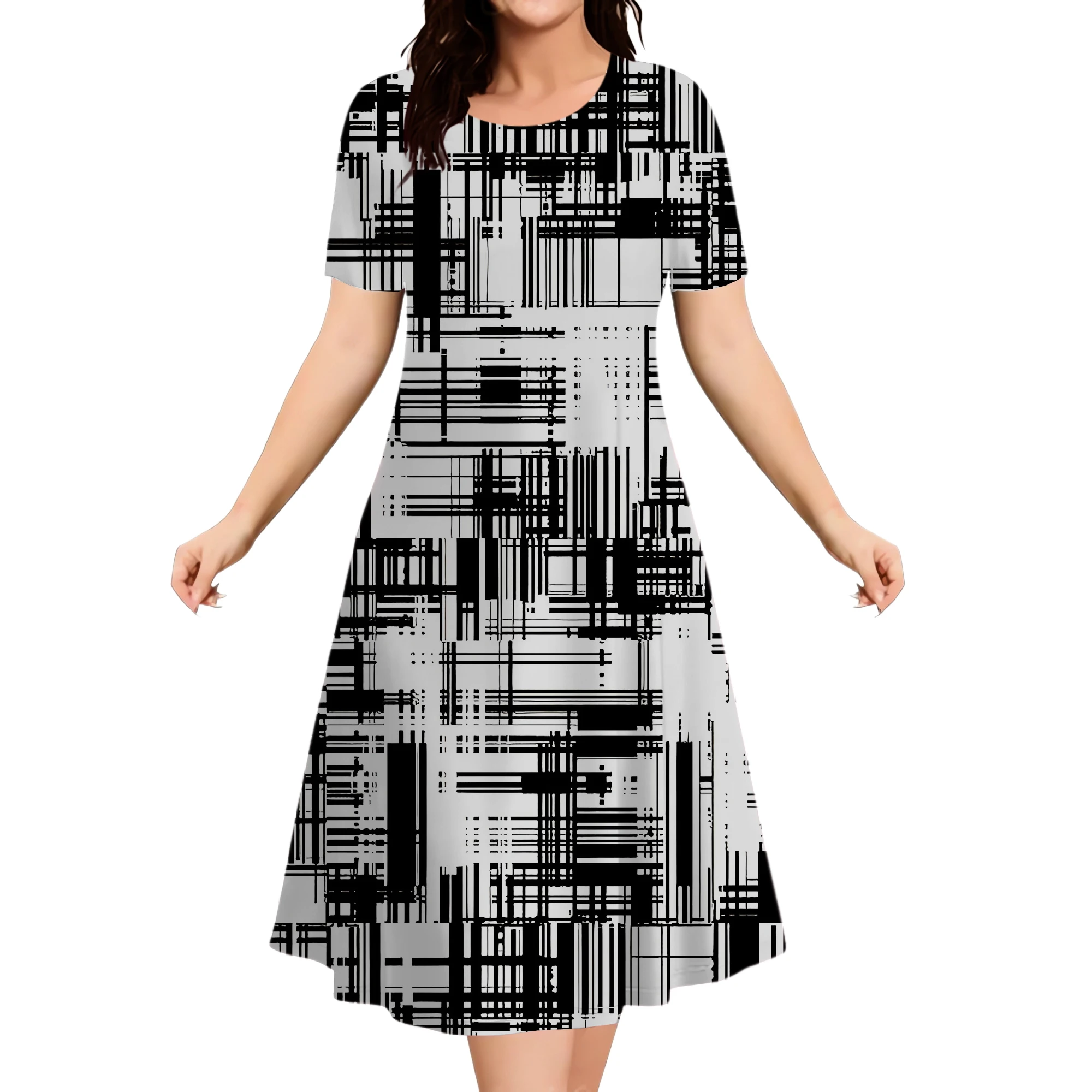 Oversized Summer Women's Short Sleeve Dress Plus Size 9XL Women's Loose Short Dress Casual Printed Fashion Party Dresses 2025