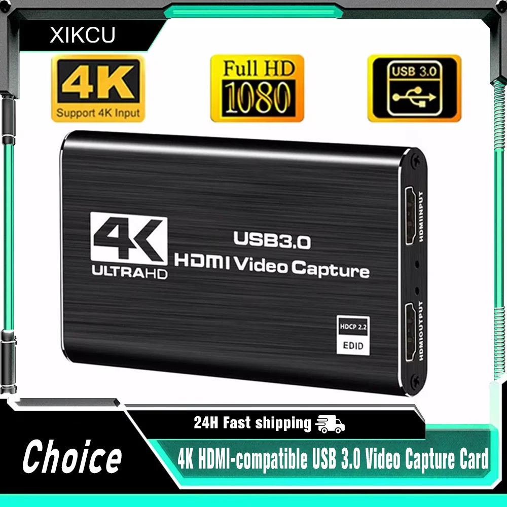 

4k 1080p 60fps Hd Video Capture Card HdTV Camera Recording Box - Compatible With Usb 3.0pc Live Streaming Grabber Recorder