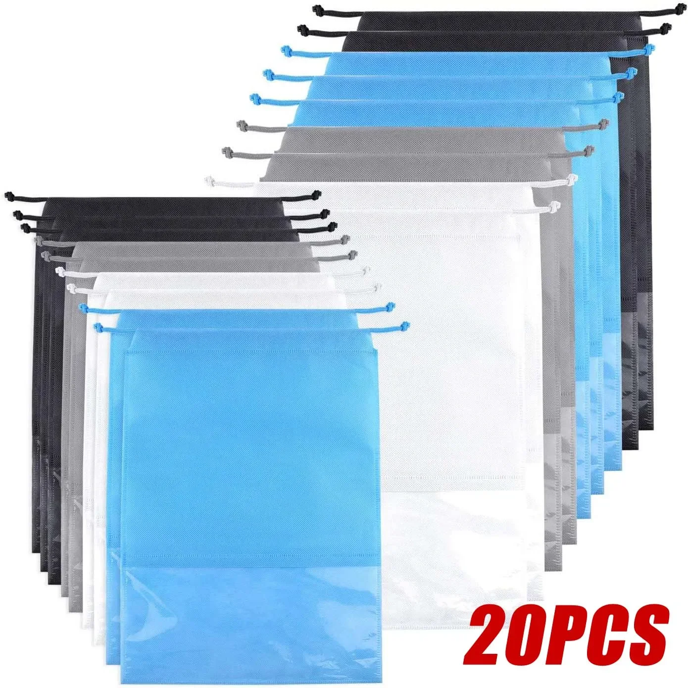 

20pcs Travel Shoe Bags Dustproof Drawstring Storage Bags Non Woven Fabric Pouch Shoe Organizer Trave Shoe Bag Organizer Portable