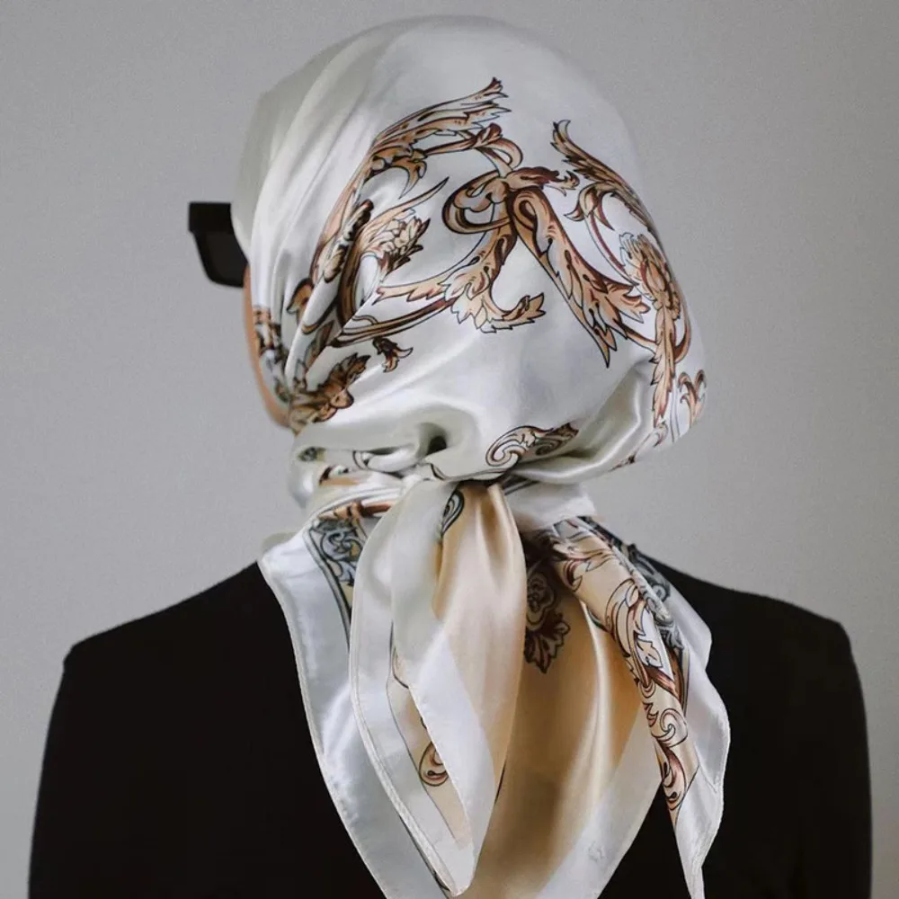 Printed Square Hijabs Scarf Silk Scarves Soft Shawl Lady Square Tudung  Islamic Clothing Head Scarf Headwraps for Women