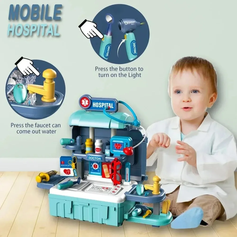 3 في 1 لعبة مجموعة الطبيب التظاهر اللعب مجموعة طبية حقيبة Playset لعب الأدوار سماعة الطبيب والأدوات الطبية لعب للأطفال بنين بنات