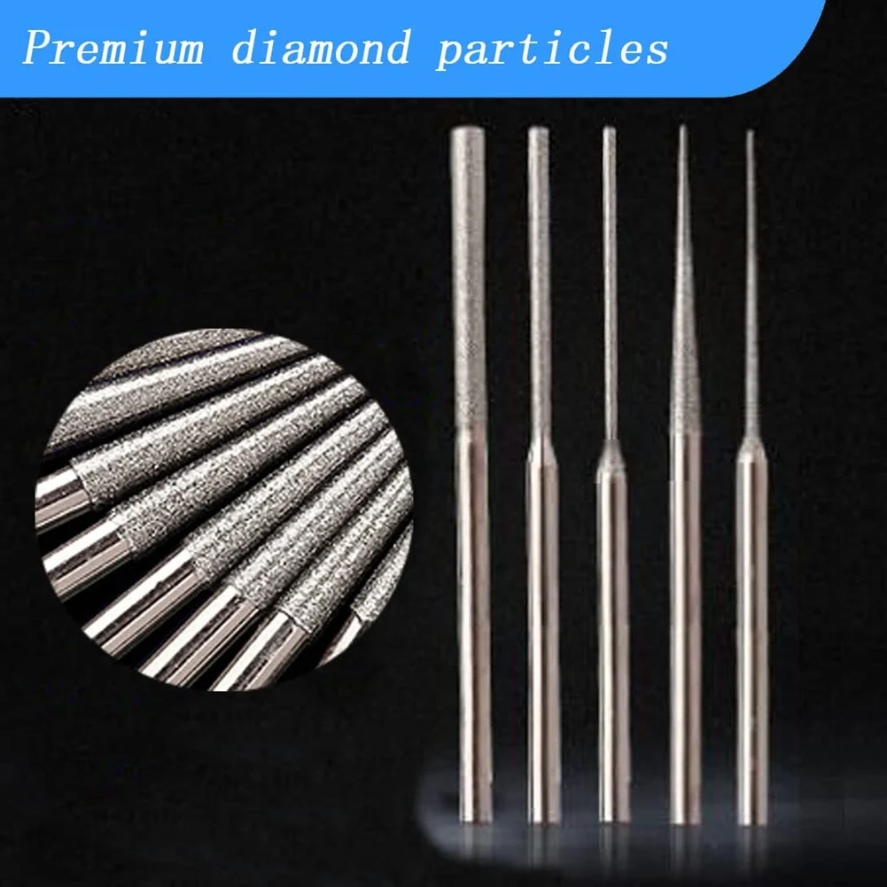 Happy Too.20Pcs Mounted 5 Different Shapes Diamond Drill Bits, 1/8Inch Shank Diamond Grinding Tools For Dremel Rotary Tools