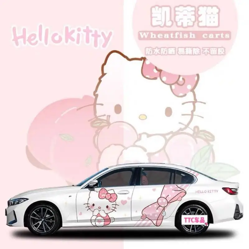 Sanrio Car Body Sticker Car Painting Coating Latte Art Sunscreen Waterproof Cartoon Hello Kitty Cute Car Appearance Accessories