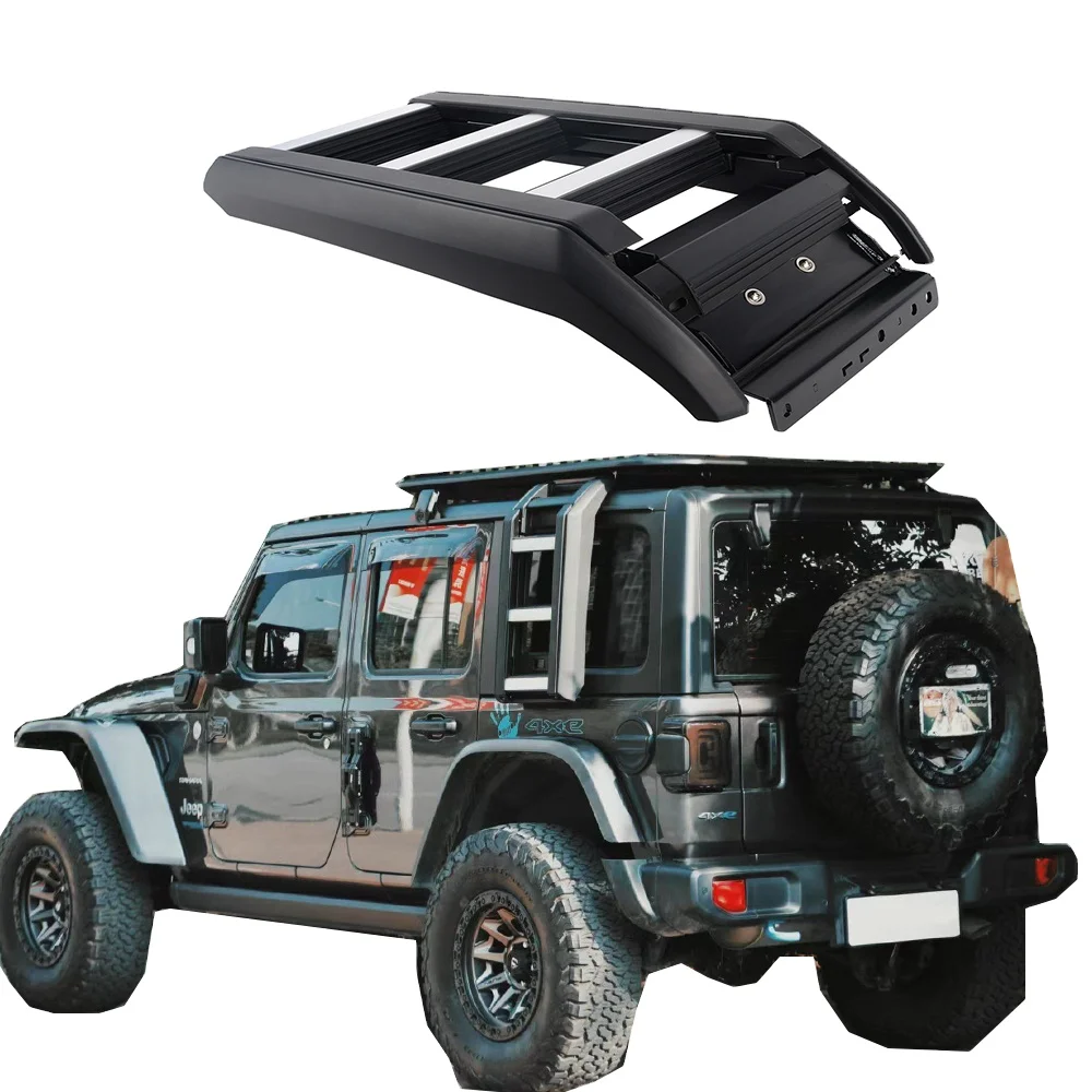 anghai Sanfu JL1271 Side Ladder Black Aluminum Alloy Side Climb Ladder Rear Foldable Ladder Fit For Jeep W rangler JL 18+custom