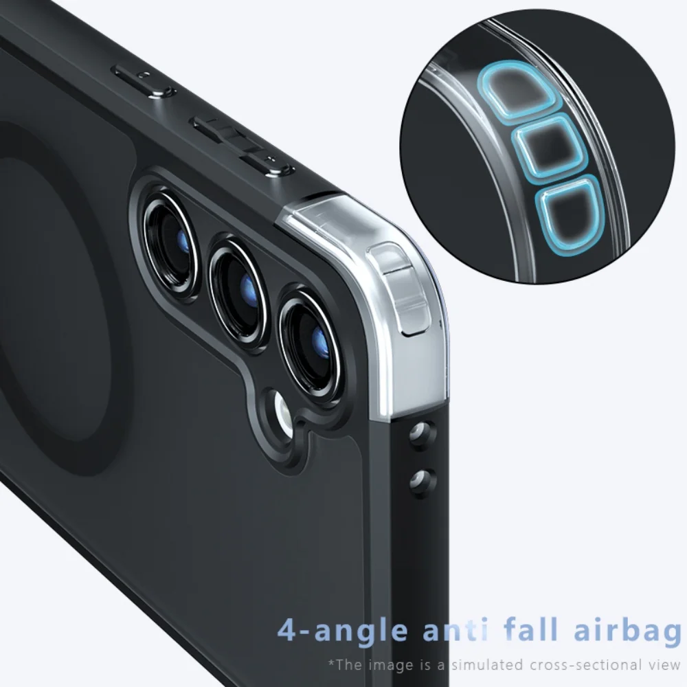 Matte Skin feel For Magsafe Magnetic Case For Samsung S26 S25 S24 S23 S22 Ultra Plus FE A55 A35 A25 A15 Airbags Anti Fall Cover