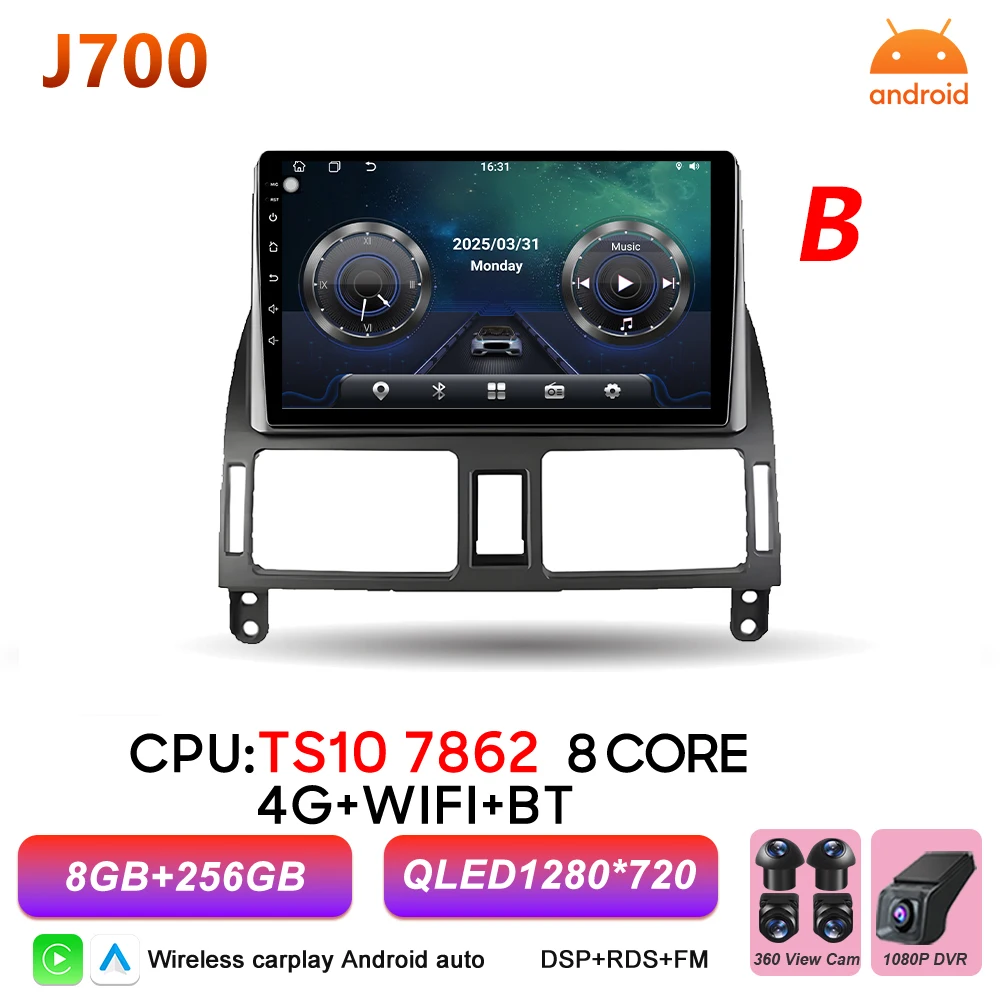 Android 16 autoradio voor Toyota Avensis T25 T250 2003 - 2009 multimediaspeler autoradio BT Carplay Auto GPS stereo DSP scherm