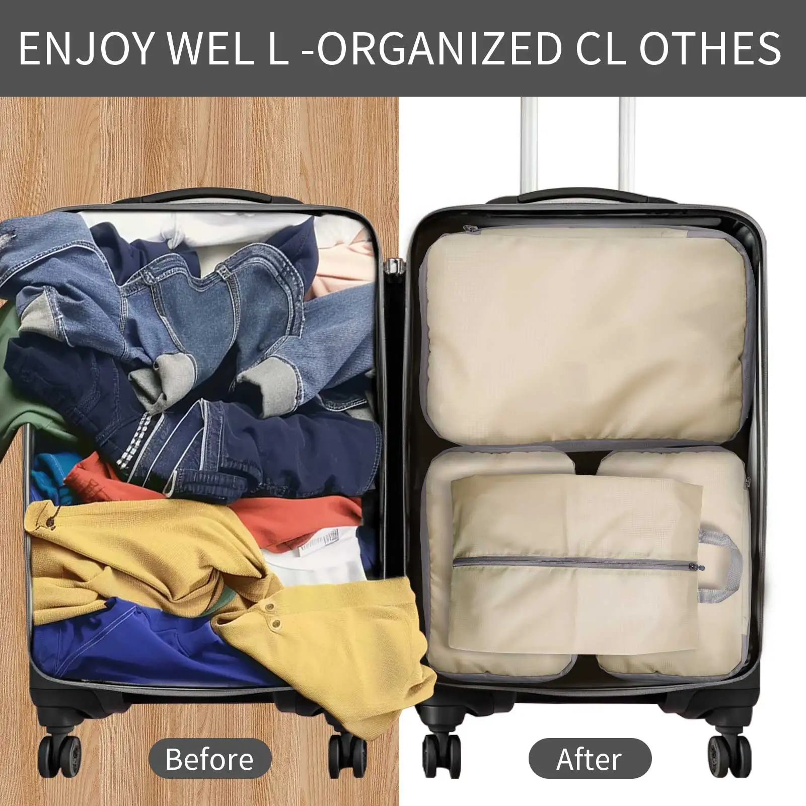8/6 stücke Set Reise Lagerung Tasche Große Kapazität Gepäck Kleidung Sortierung Organizer Koffer Beutel Fall Essentials Schuhe Verpackung Cube – Detail 13