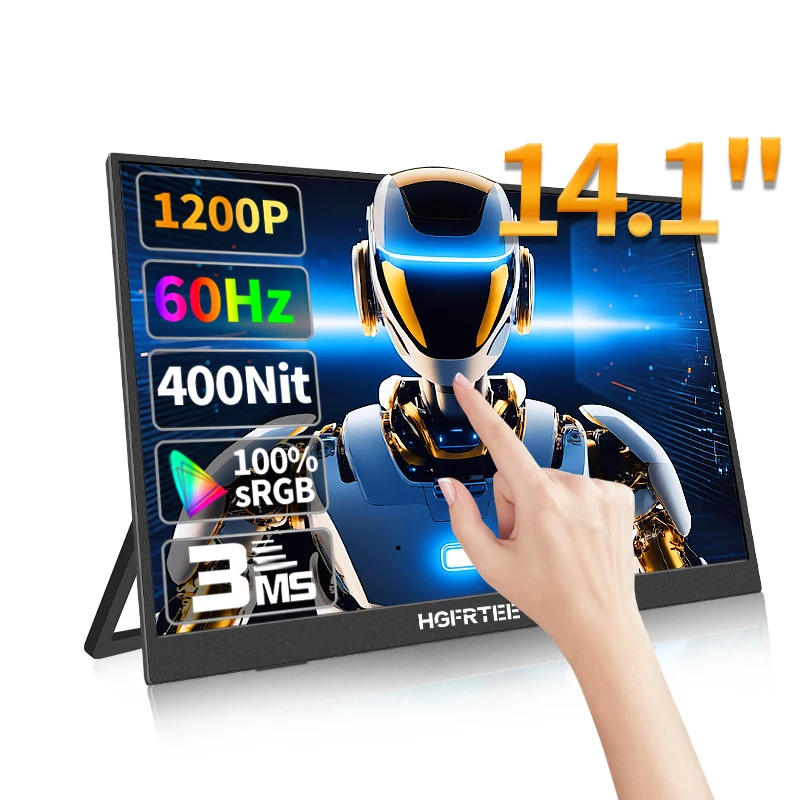 

HGFRTEE 14.1-Inch Portable Monitor Touch Screen For Laptop XBox PS4/ 5 Switch Cell Phone PC Extension Mobile Touch Mointor