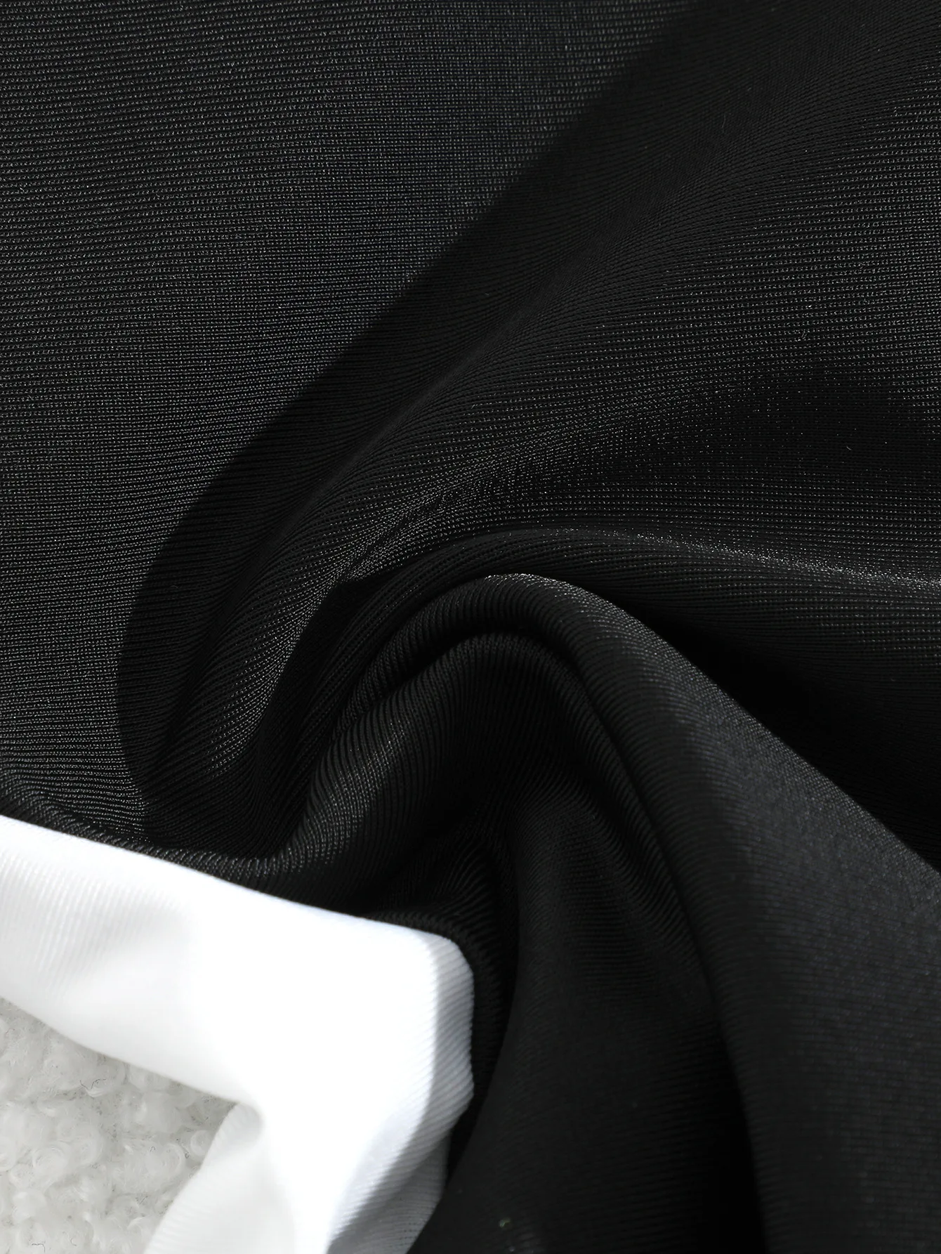 Children Black White Colorblock Long Sleeve One Piece Swimsuit Half Zip Front High Neck Sun Protection Rash Guard Bathing Suit view 6