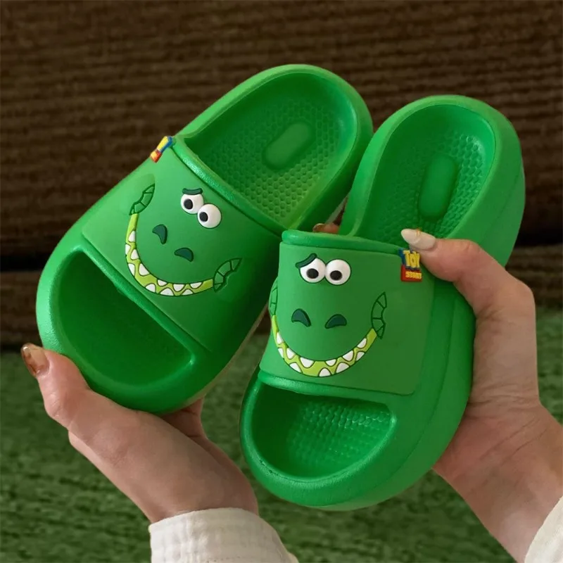 Disney Toy Story Rex Slippers Cute Cartoon Summer Soft Sole Slipper Women Man Bath Flip Flops EVA Non-slip Casual Shoes Sandal